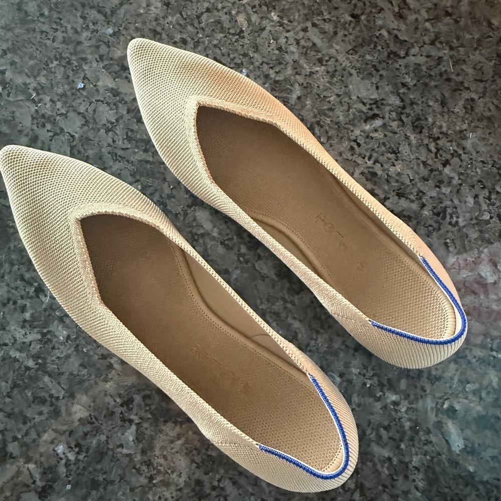 Rothy's Tan / Ecru Flats - the point shoe